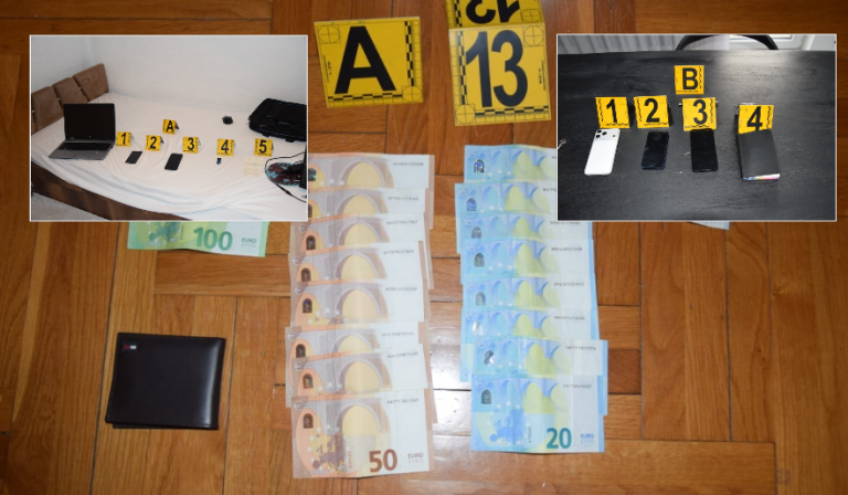 Arrestohen tre persona të dyshuar për krim të organizuar, sekuestrohen telefona, laptopë e para të gatshme