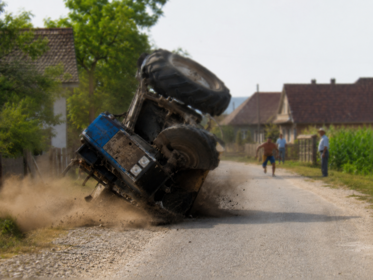 Humb jetën pasi rrokulliset me traktor